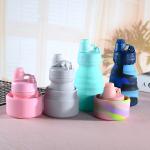 Outdoor Sports Folding Silicone Water Bottle 500ml Pink Thermal Insulation With
