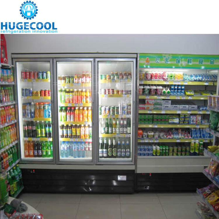 4 Door Convenience Store Fridge , Beverage Cooler Refrigerator For Supermarket