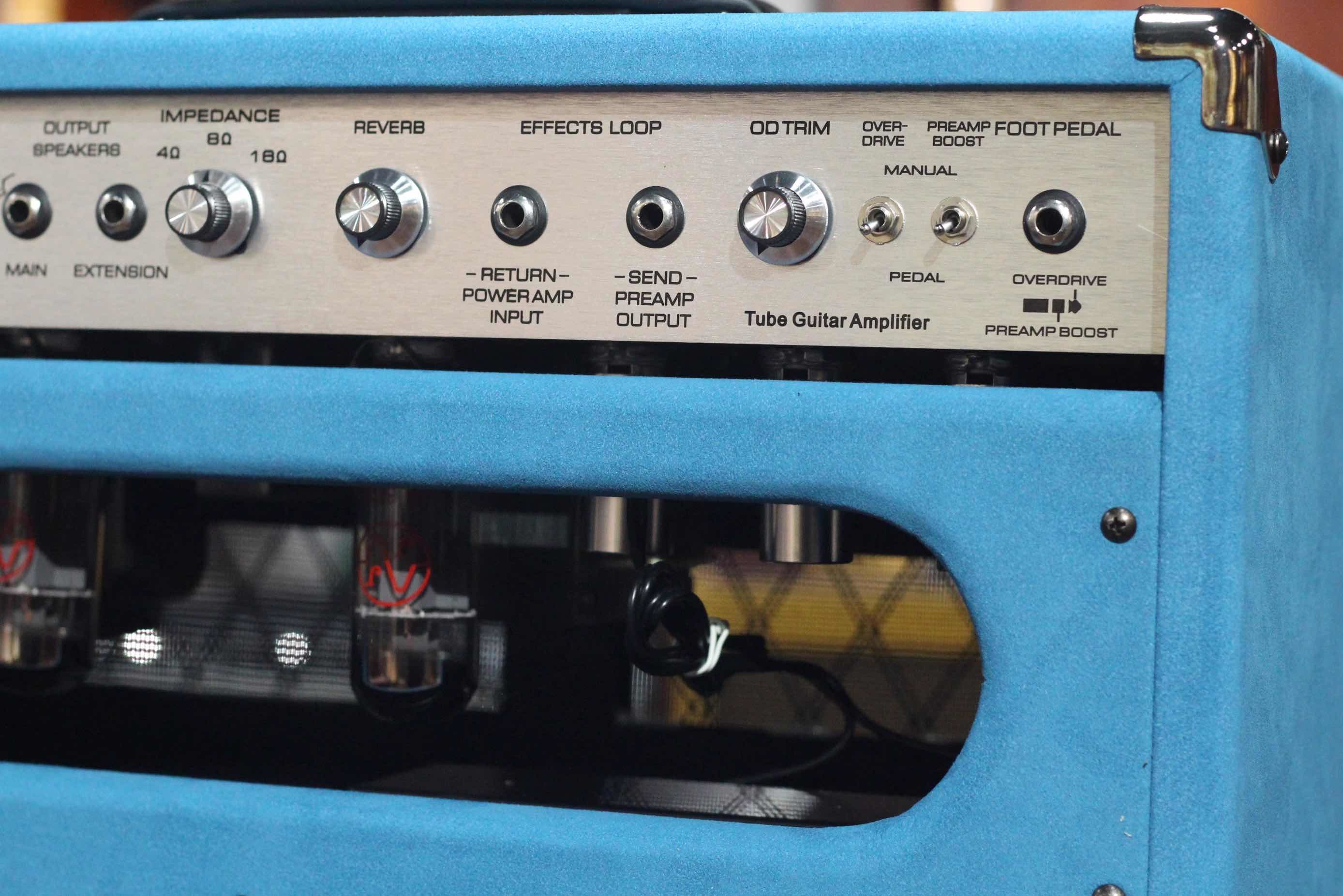 Custom Dumble Clone 2025 Overdrive Reverb 50-Watt Hand-Wired Tube Head-Suede Blue JJ Tubes 50W