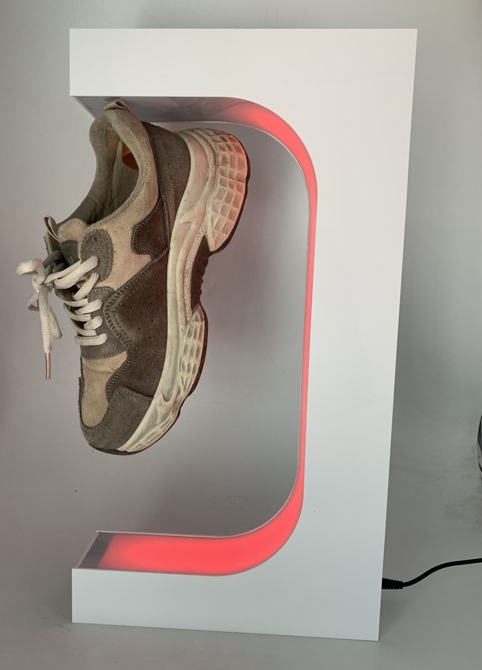 colorful led light magnetic levitation floating sneaker shoes display stand with remote controller