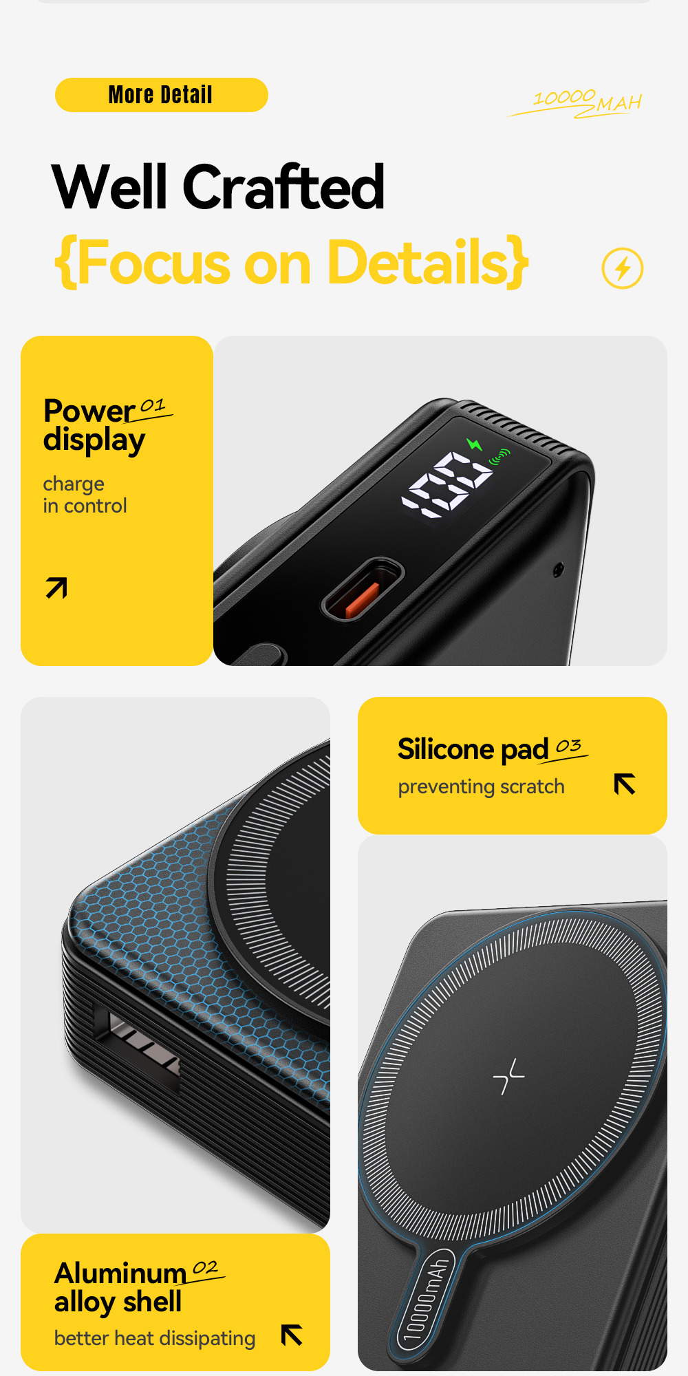 ESSAGER ES-D019 Wireless Magnetic Power Bank 10000mah Battery Bank