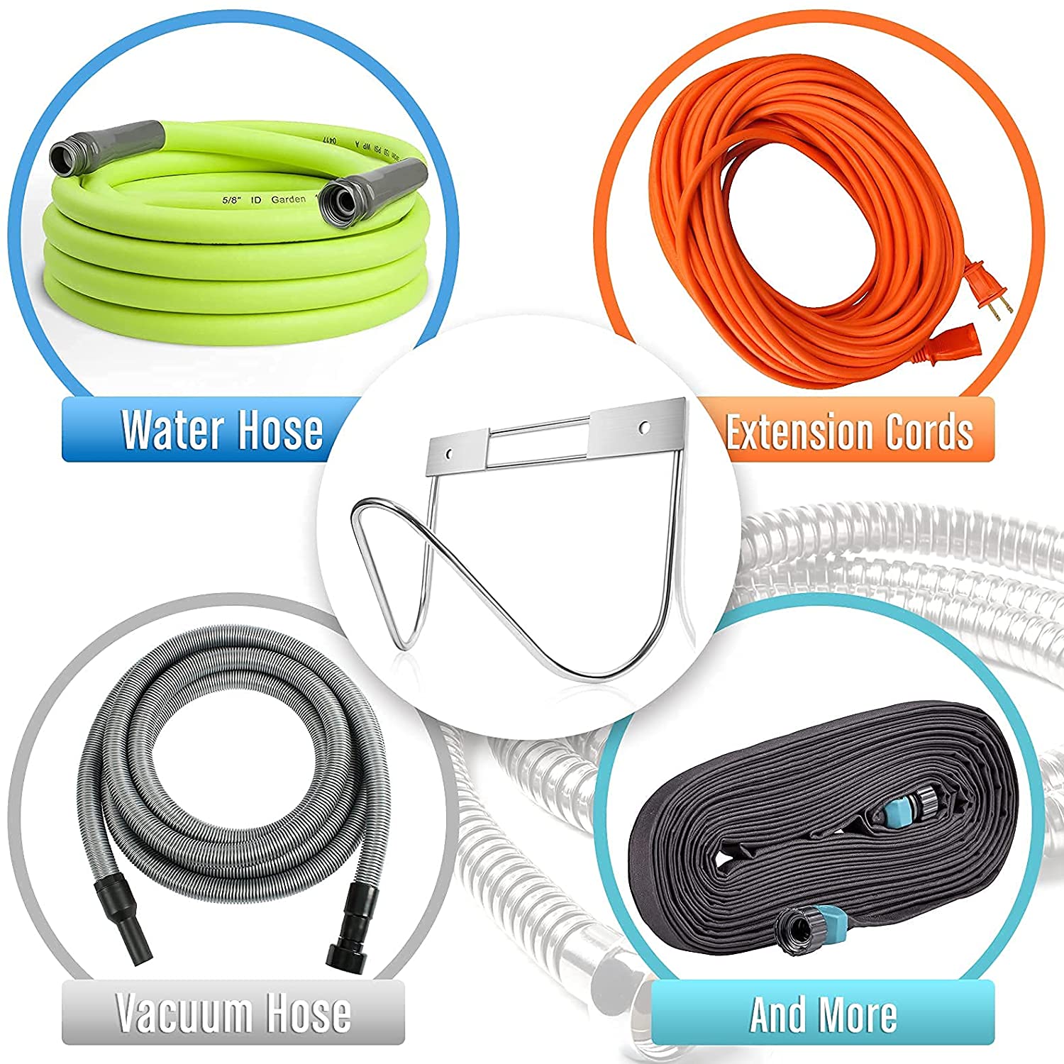 Customized Logo Size Metal Fabrication Wall Mount Water Hose Holder for 5/8-inch Hose