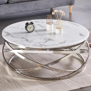 Quality Light Luxury Stainless Steel Hotel Lobby Circular Coffee Table wholesale