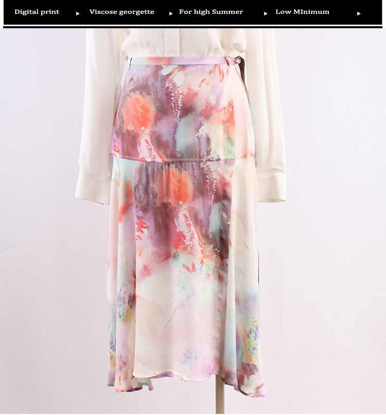 Breathable Size 38 Flounce Bottom Viscose Midi Skirt
