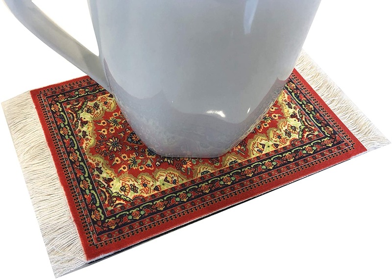 Minglu CM-007 Rubber back Rug Table Coasters  Oriental Design Fabric Carpet Drink Mats CoasterRug