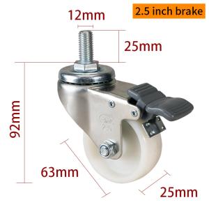 Quality Threaded TPA 2.5 Inch Caster Wheels Light Duty Swivel / Brake Type wholesale
