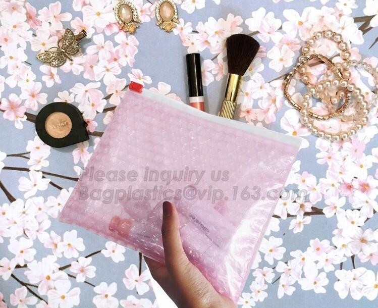 Cosmetic Pink Slider Padded Bag/Silver k Bag With Bubble,Padded Envelopes Cheap Aluminium Foil k Holographic