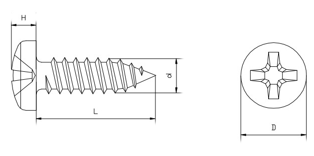 Stainless Steel Self Tapping Screws Pan Head DIN7981 A2-70 Fastener