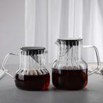 Kitchen Transparent High Temperature Resistant Glass Kettle with Striped Wooden