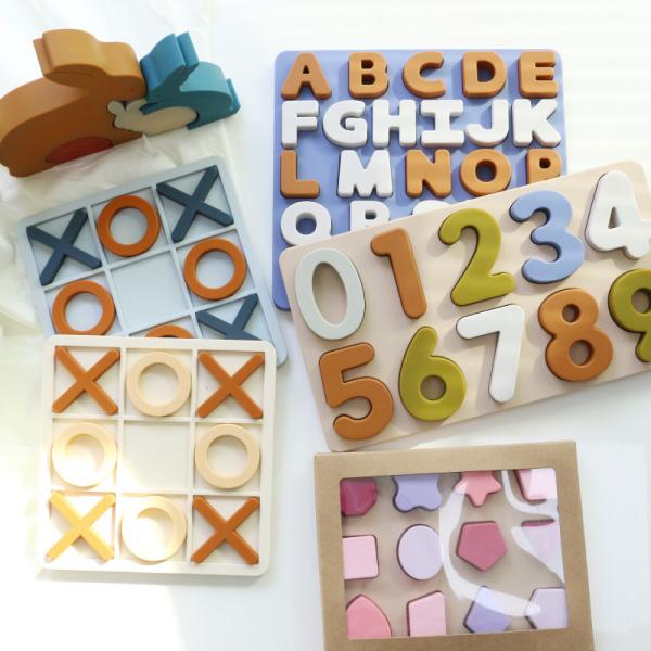 Wholesale Full Silicone XO Puzzles Custom Logo Brand Baby Educational Silicone