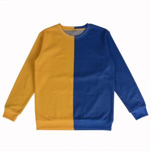 Quality Blue Yellow Plain Crew Neck Sweatshirt wholesale