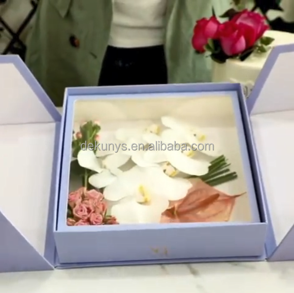 Surprise Cake Flower Chocolate Rose Packaging Paper Cardboard Rigid Birthday Gift Box