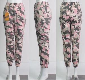 Quality Camo Print Ladies Chino Trousers Elastic Cotton Twill Joggers wholesale