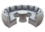 Round Shape Curved Rattan Garden Outdoor Sofa Set