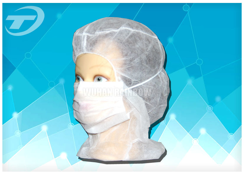 Nonwoven astronaut cap with face mask 3ply earloop in different color , CE certificate
