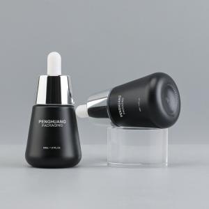Quality Frosted Black Glass Oil Serum Dropper Bottles Logo Customized 30ml wholesale