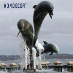 Bronze Water Fountain Sculpture Live Sized Dolphin Statue Fountain