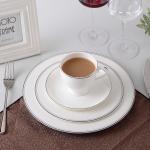 Exquisite 10" 25.8x1.8cm Gold Rim Bone China Dinnerware Set Cup