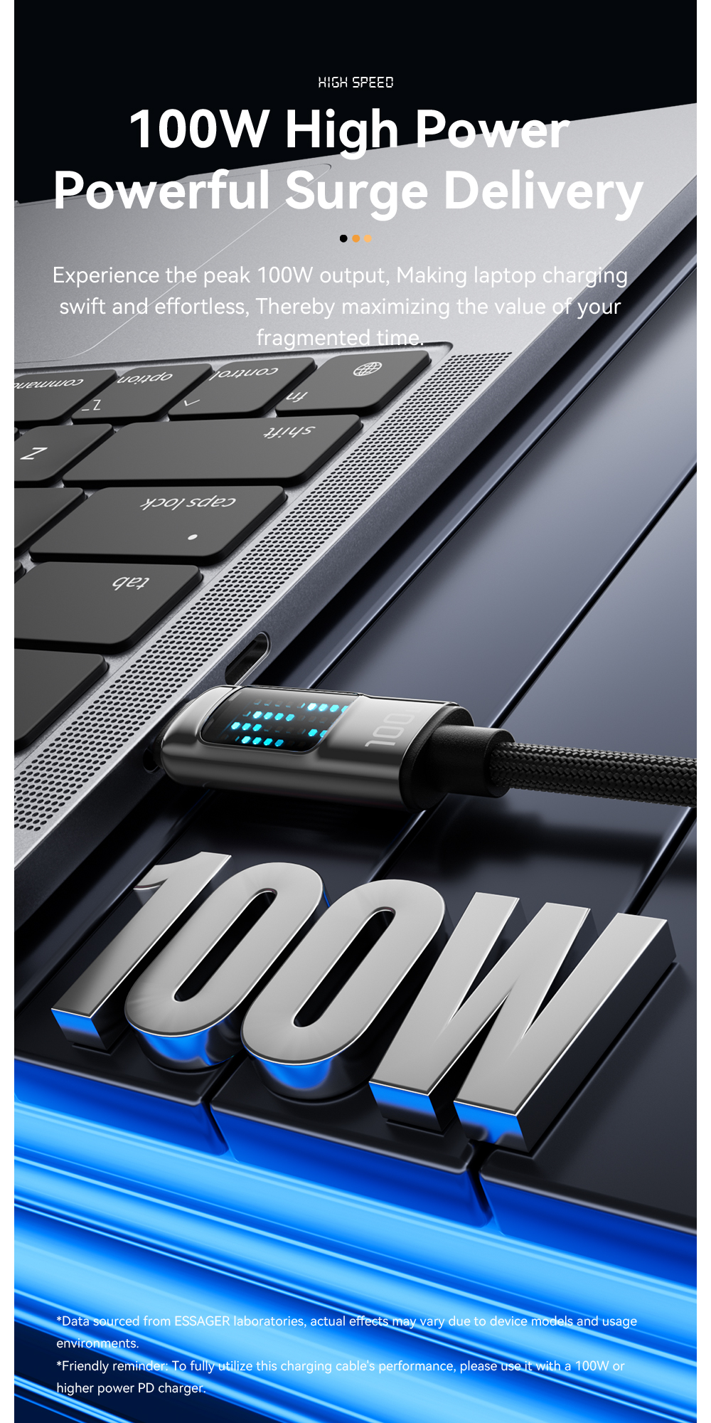 ESSAGER ES-X58 Series 100W PD Type C Cable USB C to USB C
