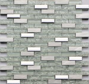 Quality Rectangle crack crystal glass mix metal mosaic tile for wall boarder wholesale