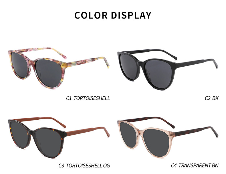 Cat Eye Round Acetate Sunglasses Colored CE With Polarized Lens
