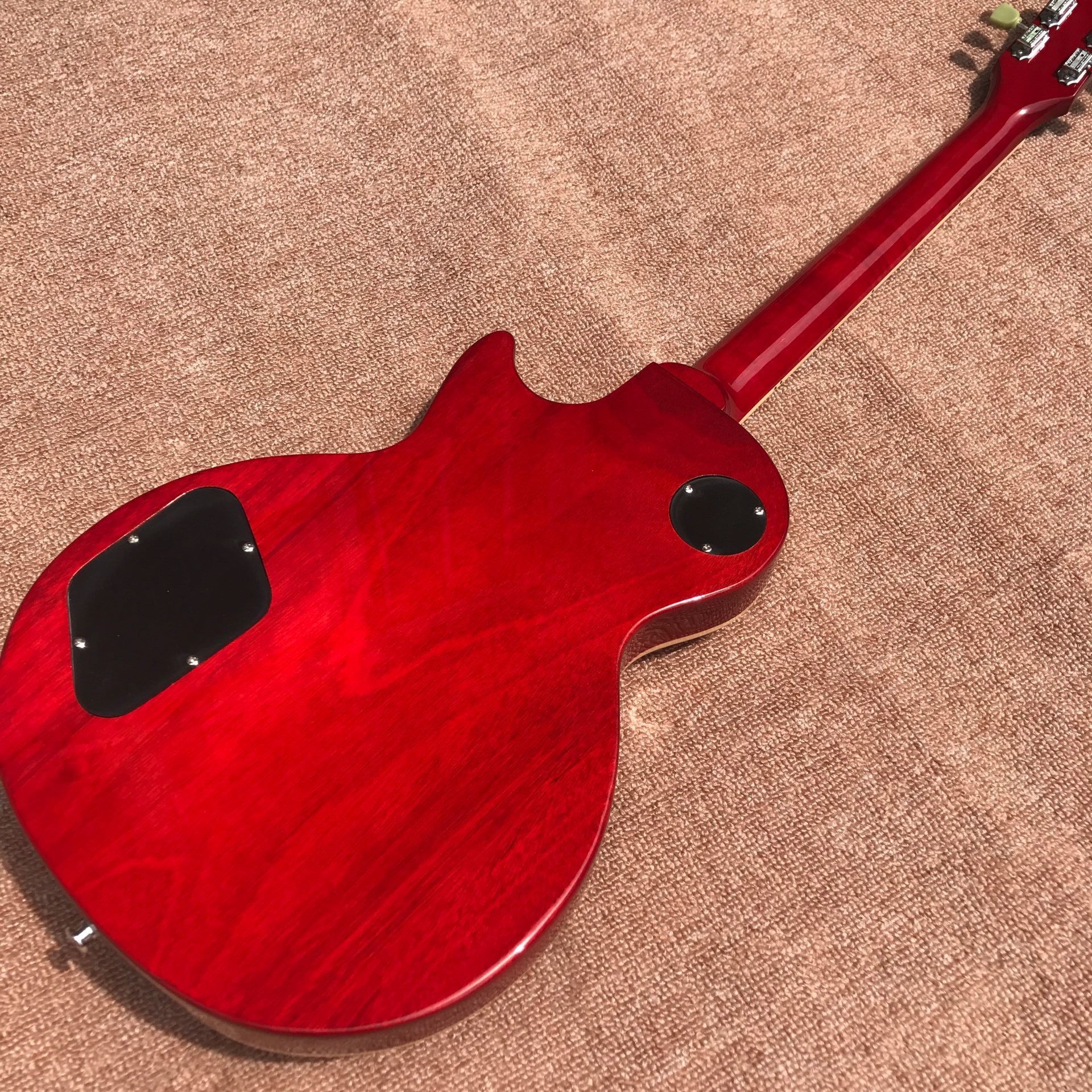 One piece Neck one piece body electric guitar, Upgrade Tune-o-Matic bridge guitar Tiger Flame standard guitar in sunburs