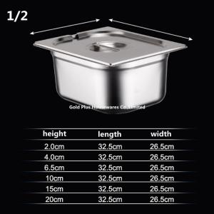 Quality 4cm Height Buffet Oven Containers Anti Jam GN Half Size Metal Food Trays With Dust Cover wholesale