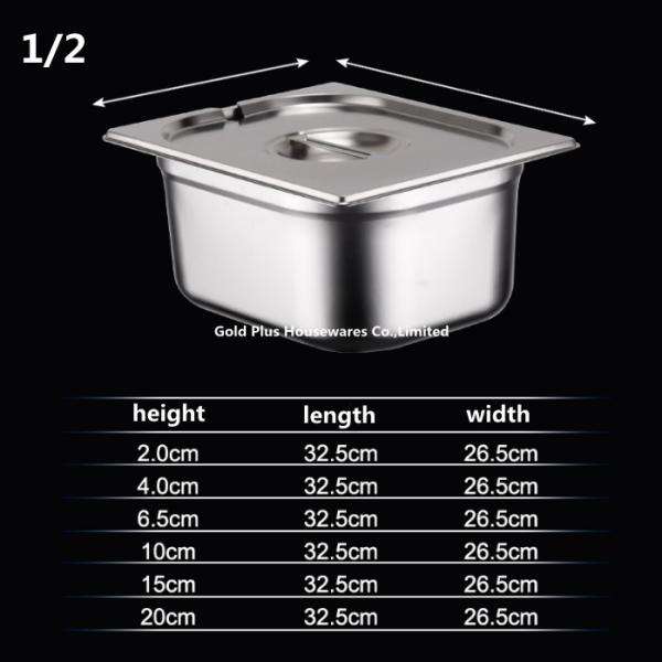 4cm Height Buffet Oven Containers Anti Jam GN Half Size Metal Food Trays With