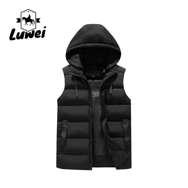 Luxury Custom High Quality Sleeveless Detachable Hat Cargo Mens Wear Outdoor Winter Utility Vest Waistcoat