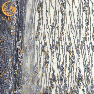 Quality Colorful MDX Floral Lace Fabric Embroidery Glitter Sequins Decoration wholesale