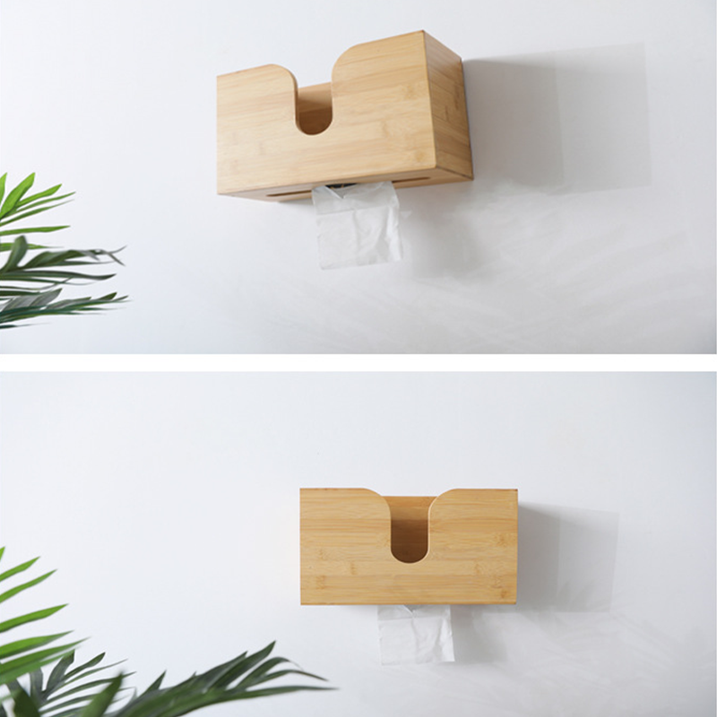 2023 Adhesive Desktop Bamboo Tissue Storage Box with Design and CE / EU Certification