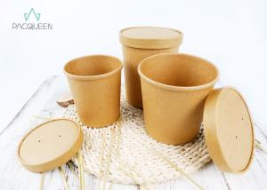 Quality Soup Takeaway Food Containers Kraft Paper PE / PLA Lined Anti Leaking wholesale