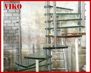 Quality Spiral Staircase VH27S Handrail304 Stainless Steel Tread Tempered glass Stainless Steel Stair Handrail Railing Glass wholesale