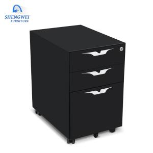 Quality Vertical Three Drawers Movable Metal Filing Cabinet With Wheels wholesale