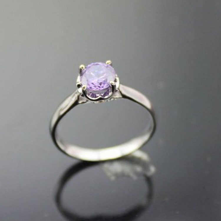 White Gold Plated Silver Round 5.5mm Garnet Cubic Zirconia Engagement Ring(F15)