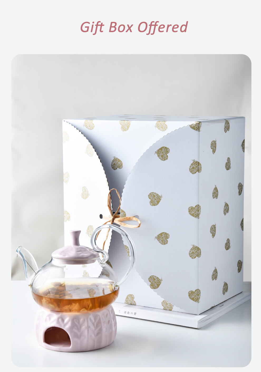 Contemporary Design Glass Teapot British Tea Set Heater and Gift Box Included