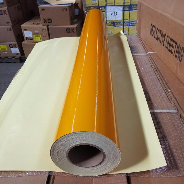 Printable High Intensity Reflective Vinyl Film , Yellow Reflective Vinyl PVC