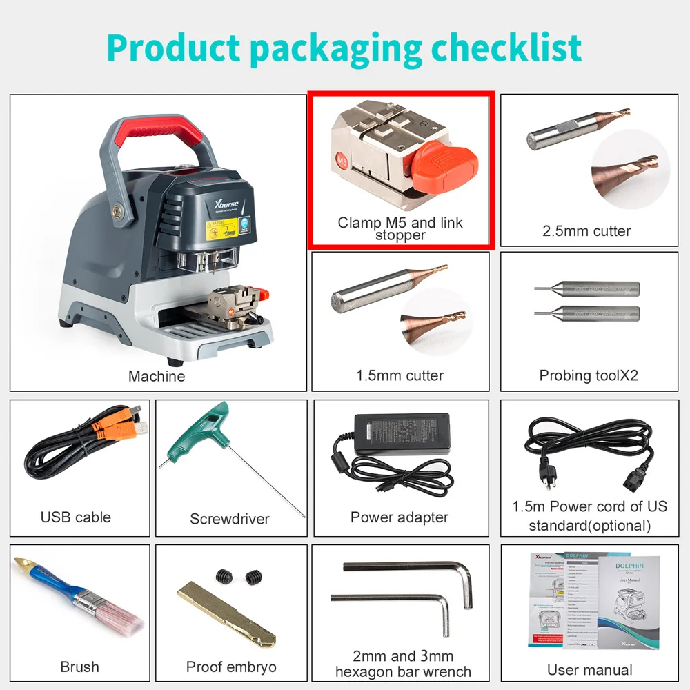Xhorse Dolphin XP005 Key Cutting Machine V1.7.0 Works on Phone Application Via Bluetooth compatible