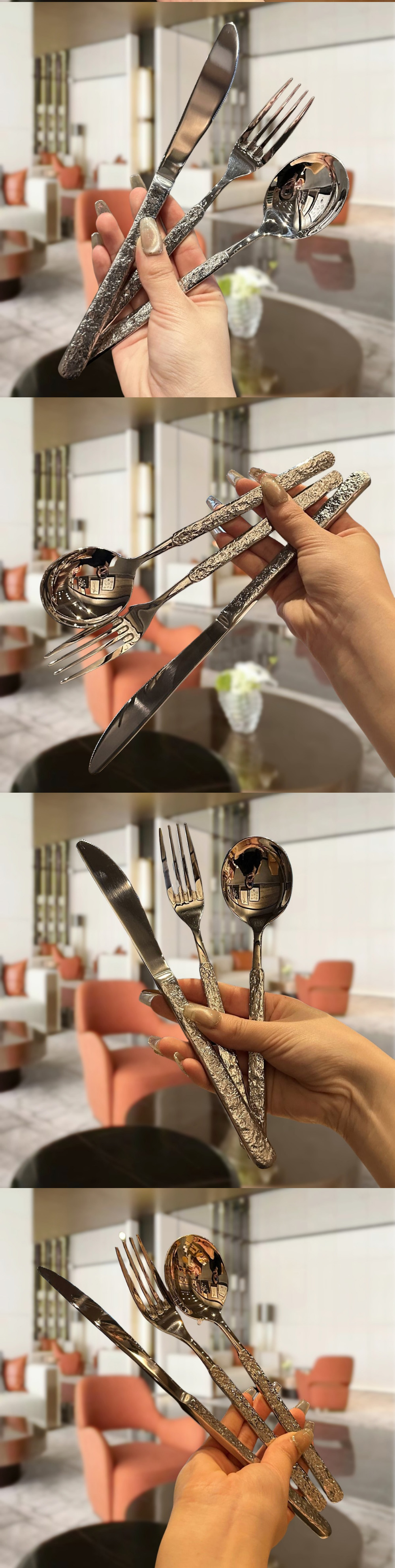 Get Ready to Impress Stocked Retro Silverware with Creative Stone Handle and Mirror Knife
