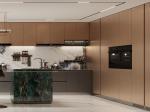 Sophisticated Residential Stainless Steel Kitchen Cabinets With Deep Gray And