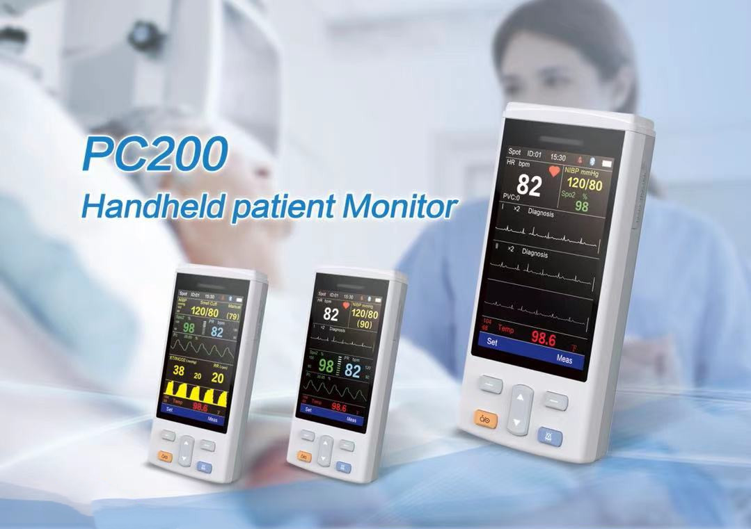 4 Inch TFT ECG Handheld Portable Patient Monitors 3/5 Leads PC200