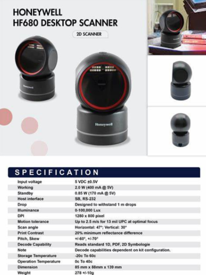 Wired Desktop 2D Image Presentation Barcode Scanner For Mobile Phone Bar HF680