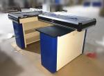 Metal Steel Supermarket Cash Counter With Conveyor Belt / Cash Counter For