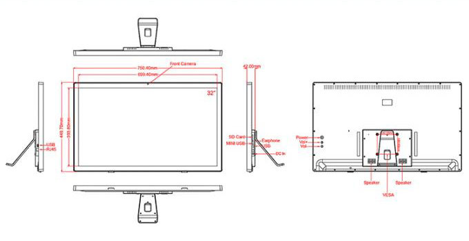 32 Inch Android Linux Tablet Digital Signage Full HD Screen 1920x1080 Resolution 16GB Rom