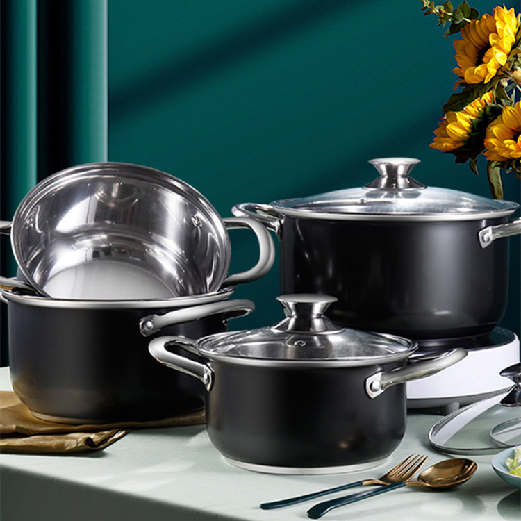Multifunction 8pcs 5 Layer Bottom Die-cast Stainless Steel Pots And Pans Ollas Soup Pot Set Cookware Set