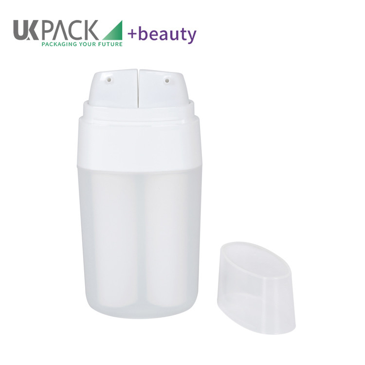 Dual Chamber Flat Airless PP Bottle 7.5ml*2 15ml*2 For Lotion Packaging