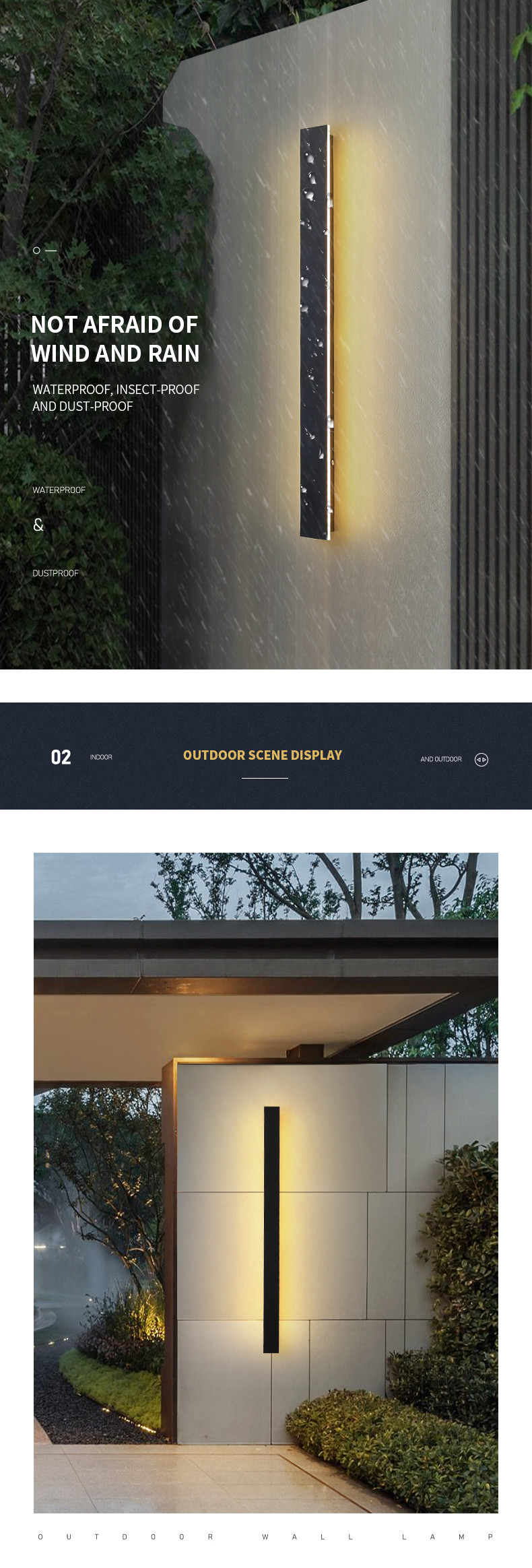3000K Outdoor Waterproof LED Wall Lights For Living Room 9w 30w 60w 70w