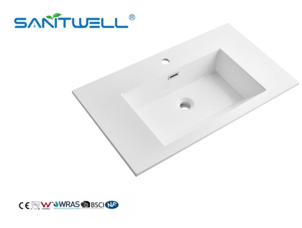Hot Selling China Top Quality SWJ800 Stone Resin Basins Bathroom Glossy White