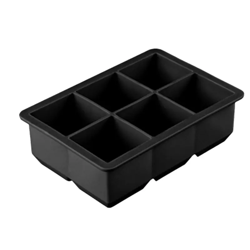 Stocked 4 6 8 Cavity Silicone Ice Tray Mold with Lid Large Square Shape Ice Cube Maker