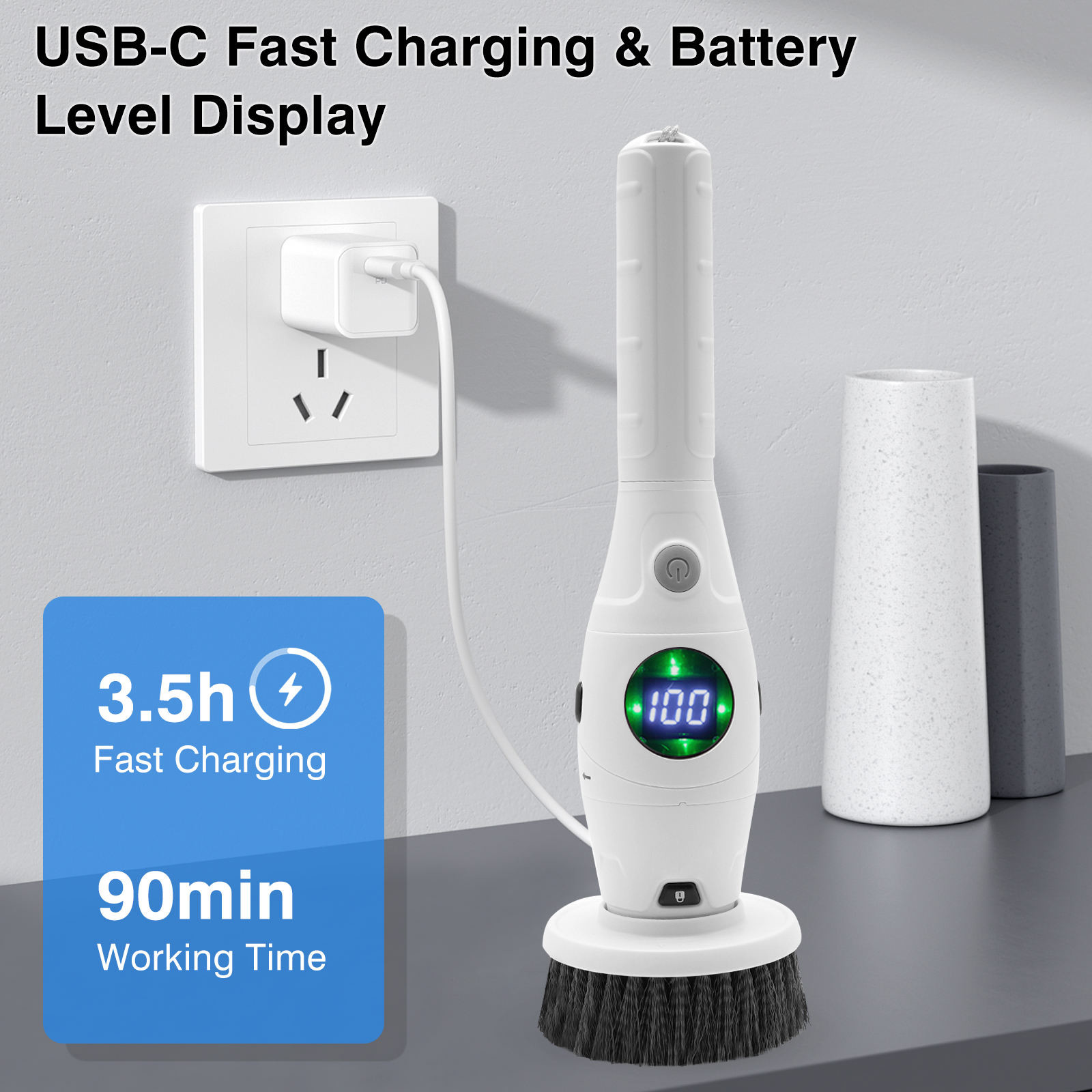 Multifunction Electric Rotating Scrubber Brush Tile Cleaning Automatic